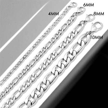 Couple Bracelet 4/6/8mm Figaro Chain Love Gift Men Jewelry Stainless Steel Party Accessories Women Stacking Bracelets