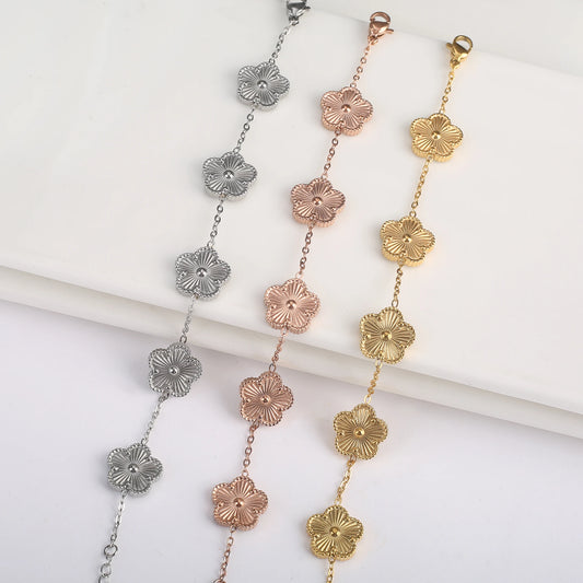 צמיד פרח תלתן אופנתי לנשים