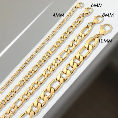 Couple Bracelet 4/6/8mm Figaro Chain Love Gift Men Jewelry Stainless Steel Party Accessories Women Stacking Bracelets
